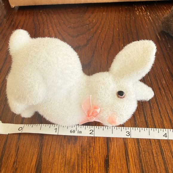 Vintage lot flocked felt bunny fuzzy rabbits mini and 2 banks - Picture 6 of 16
